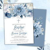Dusty Blue Floral Baptism Kaart