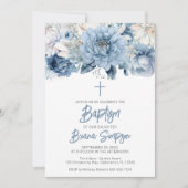 Dusty Blue Floral Baptism Kaart (Voorkant)
