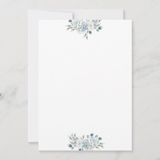 Dusty Blue Floral Bautizo Spaanse uitnodiging (Achterkant)