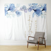 Dusty Blue Floral bevestiging foto achtergrond Wandkleed (In Situ (horizontaal))