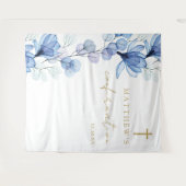 Dusty Blue Floral bevestiging foto achtergrond Wandkleed (Voorkant (horizontaal))