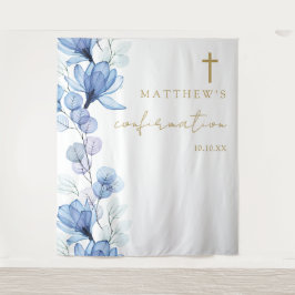 Dusty Blue Floral bevestiging foto achtergrond Wandkleed