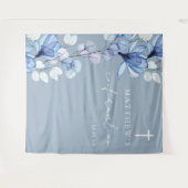 Dusty Blue Floral bevestiging foto achtergrond Wandkleed (Voorkant (horizontaal))