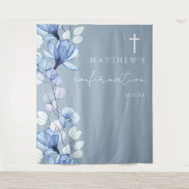 Dusty Blue Floral bevestiging foto achtergrond Wandkleed