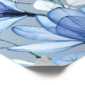 Dusty Blue Floral Bevestiging Welkomstbord Poster (Hoek)