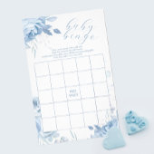 Dusty Blue Floral BINGO Baby shower spel Flyer