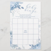 Dusty Blue Floral BINGO Baby shower spel Flyer (Voorkant)