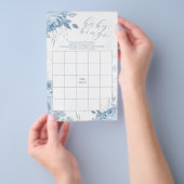 Dusty Blue Floral BINGO Baby shower spel Flyer (Hand)