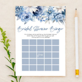 Dusty Blue Floral Bingo Vrijgezellenfeest Game Briefpapier