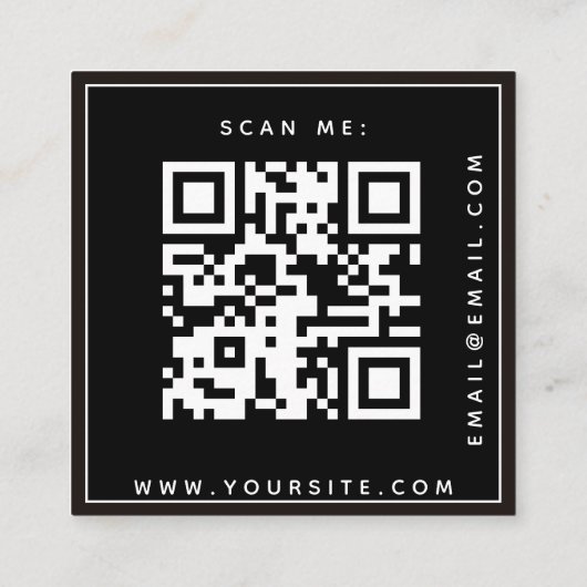 Dusty Blue Floral Black White Weddenschap RSVP QR Informatiekaartje (Achterkant)