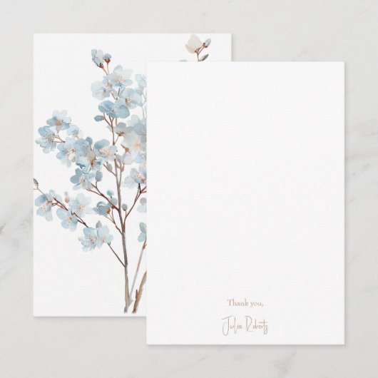 Dusty Blue Floral Blank Bedankt (Voorkant / Achterkant)