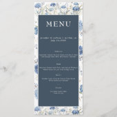 Dusty Blue Floral | Bloemen Bruiloft Menu (Voorkant)