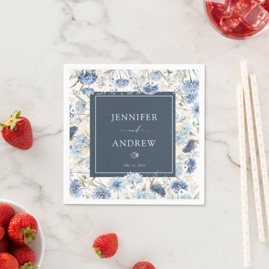 Dusty Blue Floral | Bloemen Bruiloft Servet (Insitu)