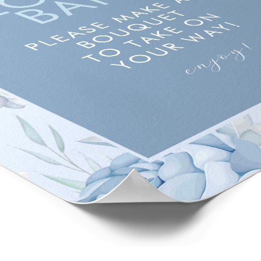 Dusty Blue Floral Bloom Bar Teken Poster (Hoek)