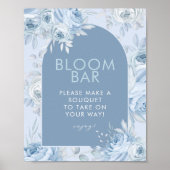 Dusty Blue Floral Bloom Bar Teken Poster (Voorkant)