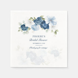 Dusty Blue Floral Bloom Eucalyptus Succulent Paper Servet