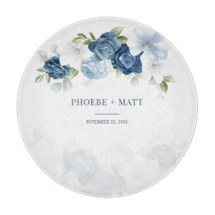 Dusty Blue Floral Bloom Eucalyptus Succulent Snijplank