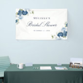 Dusty Blue Floral Bloom Script Vrijgezellenfeest Spandoek (Beurs)