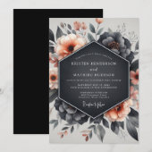 Dusty Blue Floral Bloom Wedding Kaart (Voorkant / Achterkant)