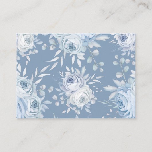 Dusty Blue Floral boeken voor Baby Informatiekaartje (Achterkant)