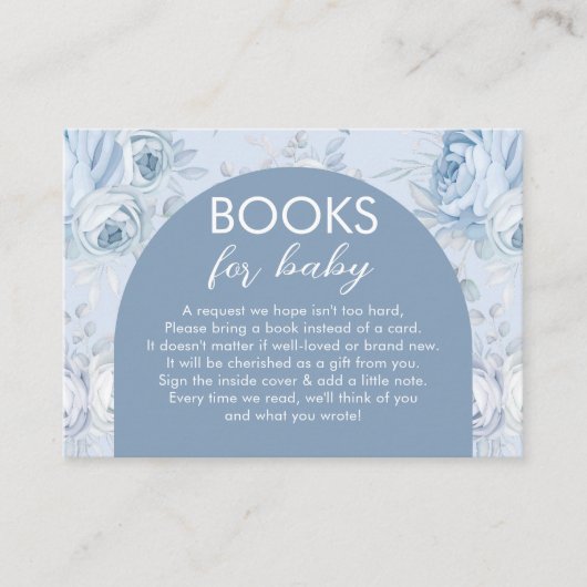 Dusty Blue Floral boeken voor Baby Informatiekaartje (Voorkant)