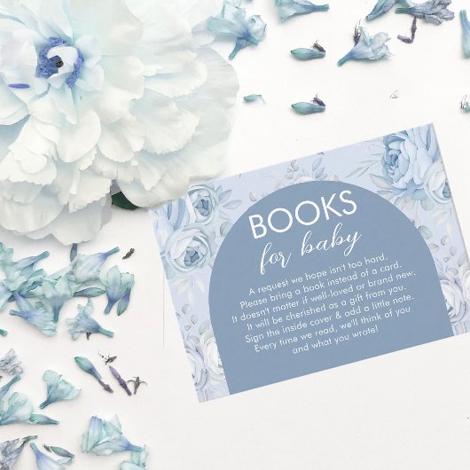 Dusty Blue Floral boeken voor Baby Informatiekaartje