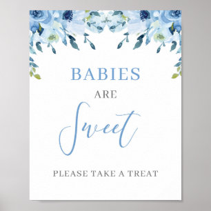 Dusty Blue Floral Boho Babies zijn een zoet teken Poster