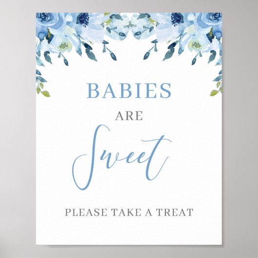 Dusty Blue Floral Boho Babies zijn een zoet teken Poster (Voorkant)