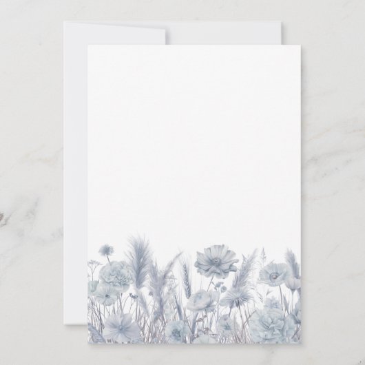 Dusty Blue Floral Boho Baby shower Kaart (Achterkant)