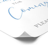 Dusty Blue Floral Boho Bedankt voor aankomend bord Poster (Hoek)