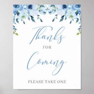 Dusty Blue Floral Boho Bedankt voor aankomend bord Poster