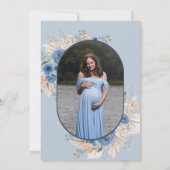 Dusty Blue Floral Boho Pampas Foto Baby shower Kaart (Achterkant)