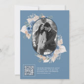 Dusty Blue Floral Boho Pampas Foto QR Code Save The Date (Achterkant)