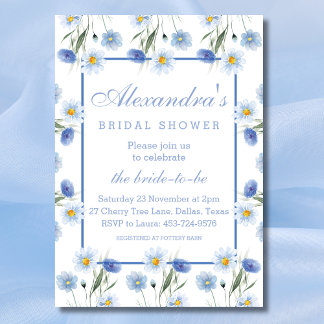 Dusty Blue Floral Boho Spring Vrijgezellenfeest Kaart