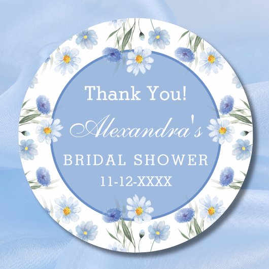 Dusty Blue Floral Boho Vrijgezellenfeest Dank u Ronde Sticker