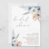 Dusty Blue Floral Boho Vrijgezellenfeest Kaart (Voorkant)