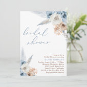 Dusty Blue Floral Boho Vrijgezellenfeest Kaart (Staand voorkant)