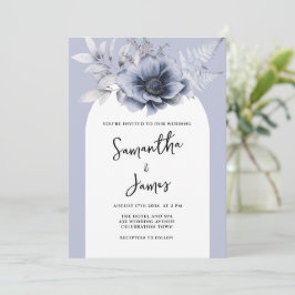Dusty Blue Floral Boho Waterverf Wedding Kaart