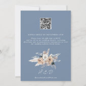 Dusty Blue Floral Boho Wedding QR Code RSVP Kaart (Achterkant)