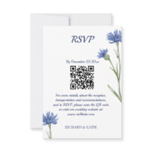 Dusty Blue Floral Bold Stijlvolle QR Code RSVP kaa