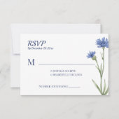 Dusty Blue Floral Bold Stijlvolle QR Code RSVP kaa (Voorkant)