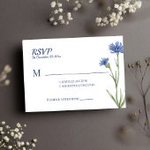 Dusty Blue Floral Bold Stijlvolle QR Code RSVP kaa
