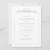 Dusty Blue Floral Border Monogram Weddenschap Kaart (Voorkant)