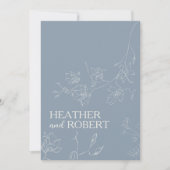 Dusty Blue Floral Botanical Boho Simple Wedding Kaart (Voorkant)