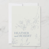 Dusty Blue Floral Botanical Boho Wedding Kaart (Voorkant)