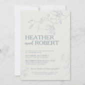 Dusty Blue Floral Botanical Boho Wedding Kaart (Achterkant)