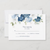Dusty Blue Floral Botanical Foliage RSVP Kaartje (Voorkant)