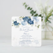 Dusty Blue Floral Botanical Greenery Vrijgezellenf Kaart (Staand voorkant)