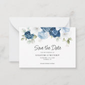 Dusty Blue Floral Botanical Save the Date Notitiekaartje (Voorkant)