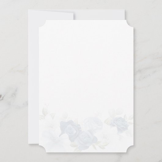 Dusty Blue Floral Botanical Script Weddenschap Kaart (Achterkant)